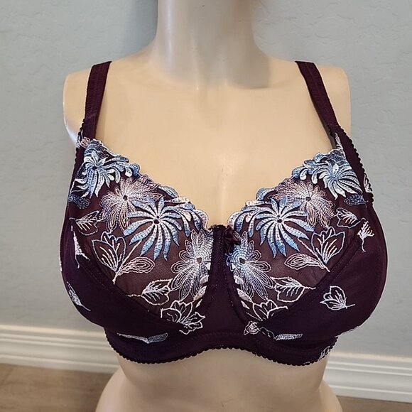 Pour Moi Bra 38G Red Blue Floral Underwire Unlined - Picture 1 of 4